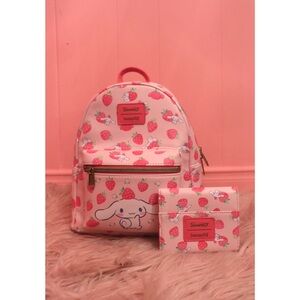 Loungefly Cinnamoroll Strawberry Backpack and Wallet Set